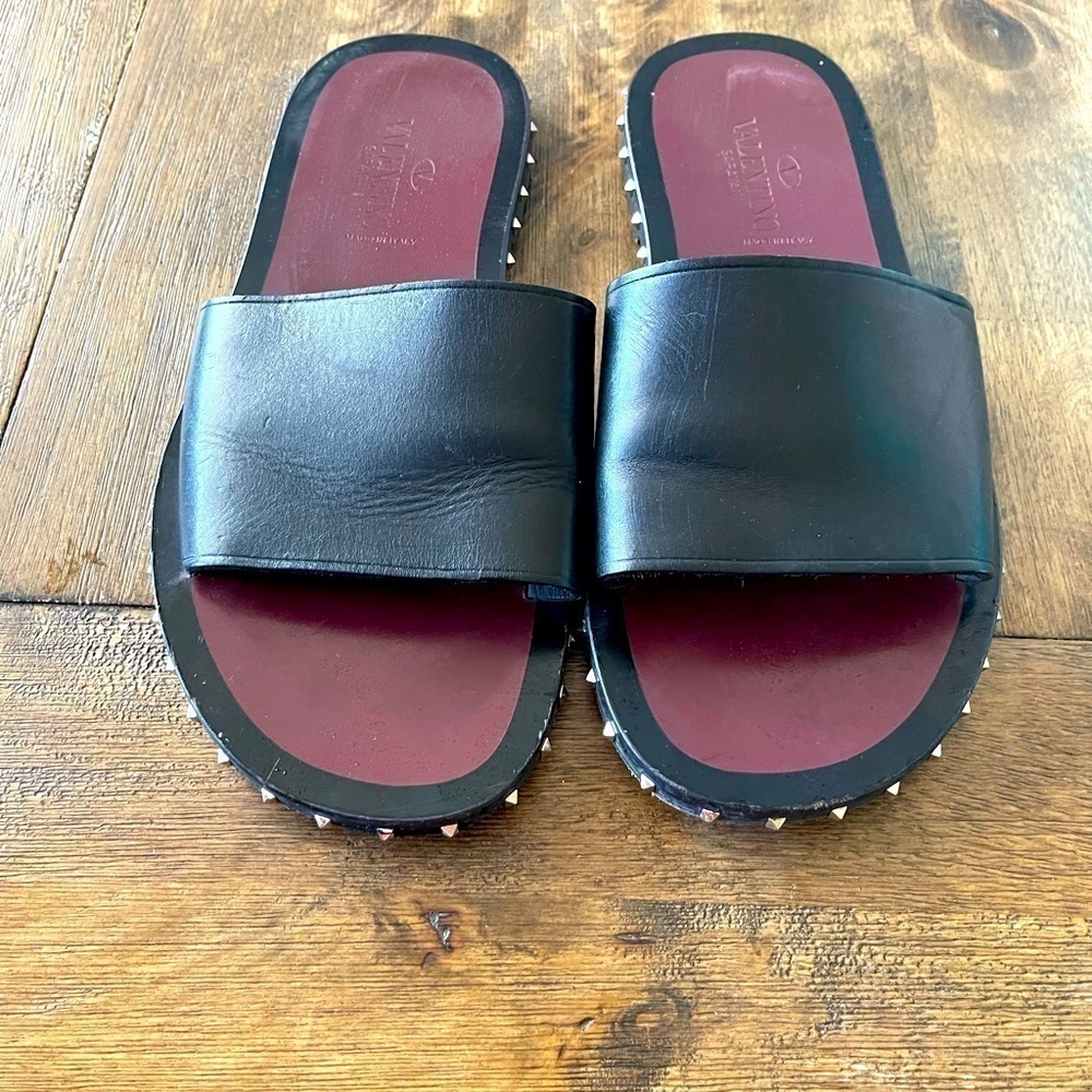 VALENTINO GARAVANI slide sandals leather size 40